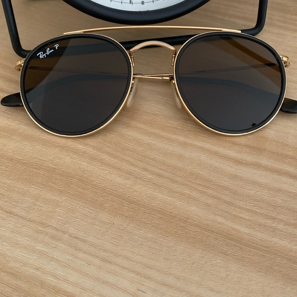 Ray Ban Polarized Round Double Bridge Sunglasses - Picture 4 of 7